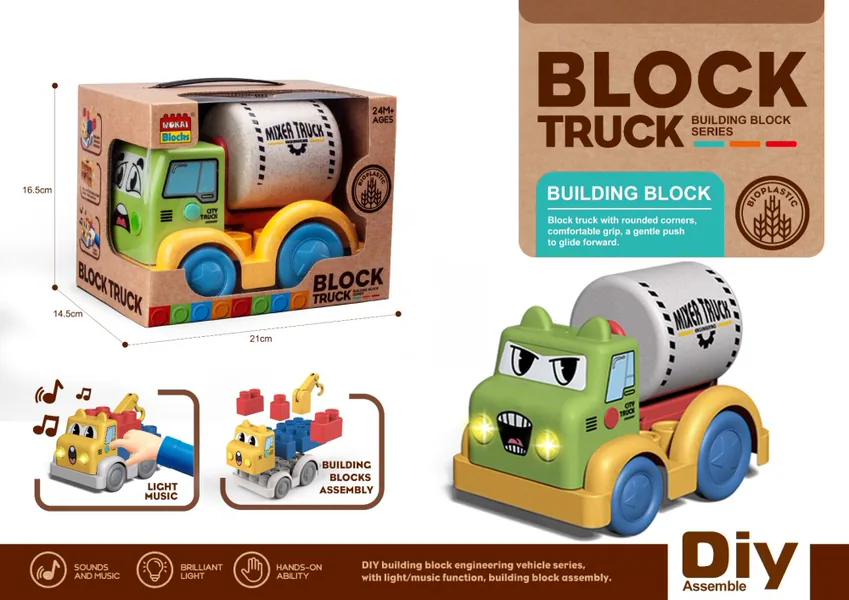 Wheat Straw Light & Music Mixer Truck Building Set wholesale product