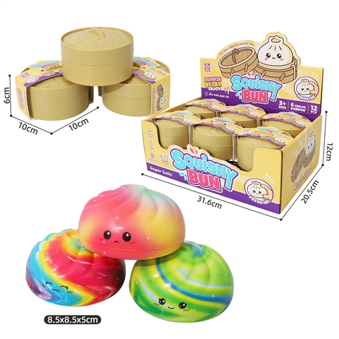 Rainbow Mini Bun Squishy with Steamer Display Box wholesale product