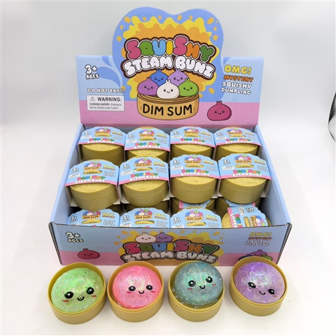 Glitter Water-Bead Baozi Squishy with Steamer Display wholesale product